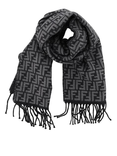 Grey FF jacquard scarf 